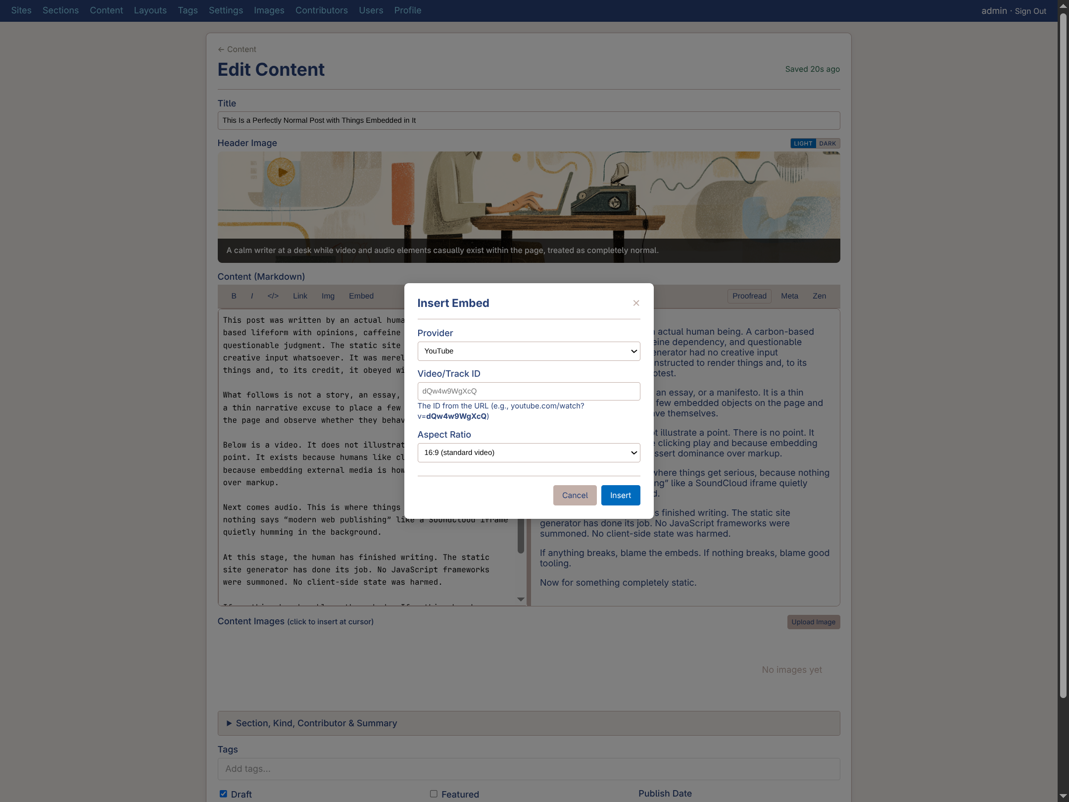 embedding modal